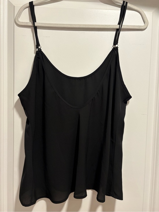 Tildon Tops - Tildon Black Double Strap Scoop Neck Tank